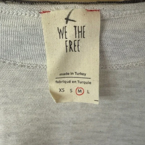 FREE PEOPLE Upstate Stripe Neutral Oversized Striped Long Sleeve Top Size M Gray - Picture 3 of 6